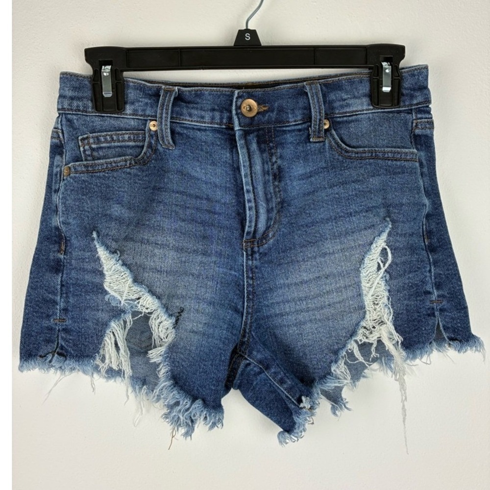 Kendall + Kylie Distressed Denim Shorts Raw Hem High Rise Size 3/26